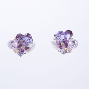 Purple Dream Heart - Pearl · Gemstone and Pearl Stud Earrings