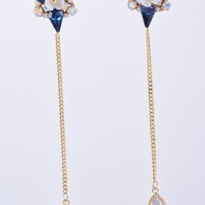 Starry - Shine Blue Flower · Tassel - Drop Diamond Earrings