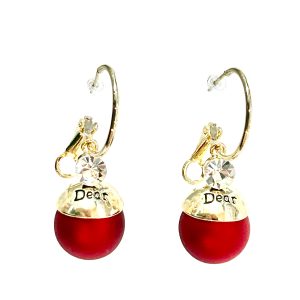 Golden Red Sphere Crystal Earrings