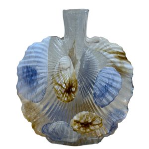 Decorative Glass Vase with Seashell Design – Beach Theme Home Décor