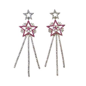 Burgundy Zircon Star Earrings