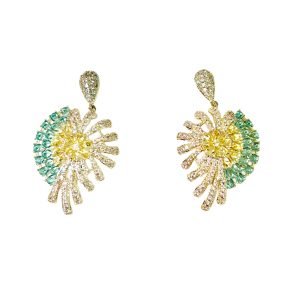 Gold Light Blue Shell Earrings