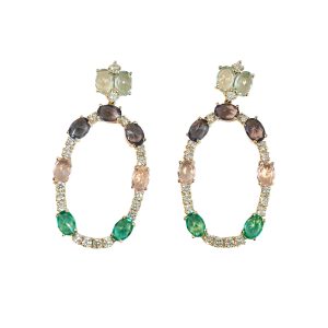 Tricolor Oval Earrings