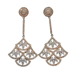 Luxury Fan-Shaped Crystal Encrusted Earrings