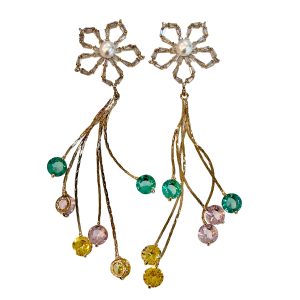 Shiny Crystal Flower Earrings