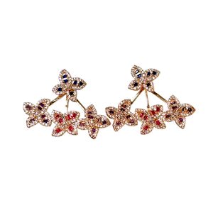 Gold Zircon Flower Earrings