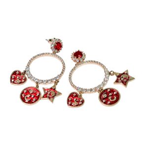 Red Star and Heart Earrings