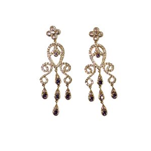 Rose Gold Purple Drop Earrings