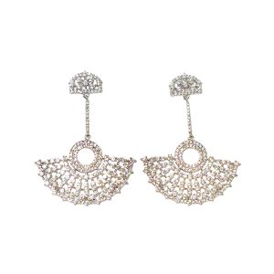 Silver Zircon Fan Earrings