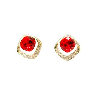 Square Ruby Earrings