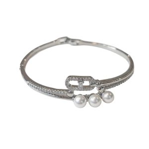 Crystal wave silver bracelet