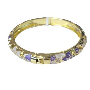 Cloisonne in flower purple and white bracelet