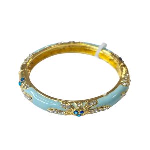 Aqua diamond bloom cloisonne bracelet