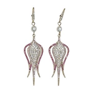 Shiny falling flower earring