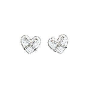 Silver sparkling heart earring