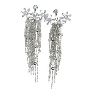 Silver flower rain earring