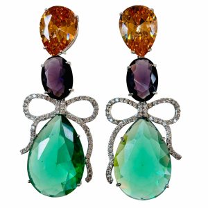Green Crystal Drop Earrings