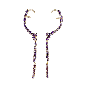 Purple Crystal Hoop Drop Ear Cuff