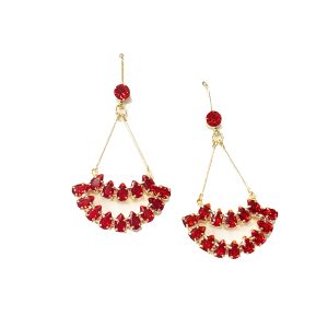 Burgundy-Red Crystal Beaded Drop