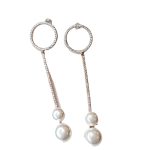 Round crystal long pearls drop