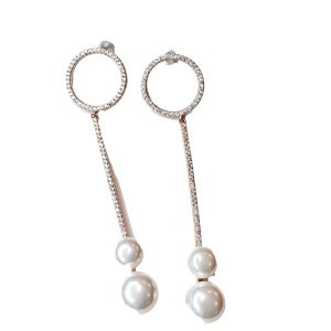 Round crystal long pearls drop
